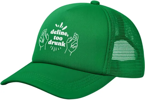 Vista 2 de Define Too Drunk - Gorra de béisbol de malla para golf, gorra para papá, ajustable, para hombres y mujeres, color negro