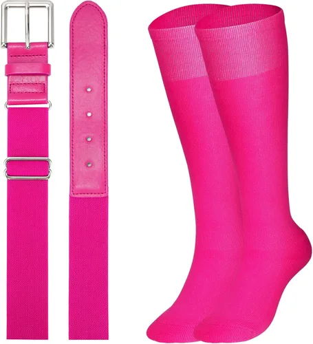Vista 10 de XZQTIVE Conjunto combinado de calcetines de béisbol y softbol y cinturón de béisbol y sóftbol, calcetines de fútbol hasta la rodilla para niños