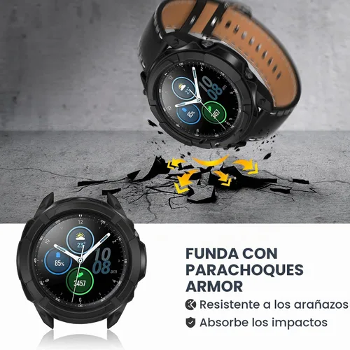 Vista 3 de Goton 3 en 1 Accesorios para Samsung Galaxy Watch 3 de 41 mm, 1 Carcasa de Armadura de TPU Resistente + 2 Películas Protectoras de Pantalla de Negro