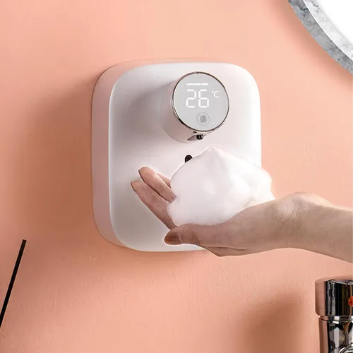 Vista 9 de Dispensador automático de jabón sin contacto, dispensador de jabón de espuma de 5 niveles visuales, tanque de almacenamiento de líquido de 11.3