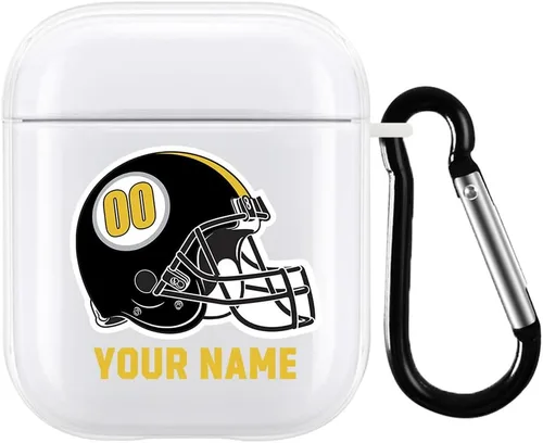 Vista 20 de Funda de casco de fútbol con nombre y número para Apple AirPods de 2ª y 1ª generación, regalo personalizado para fanáticos de los deportes de Arizona