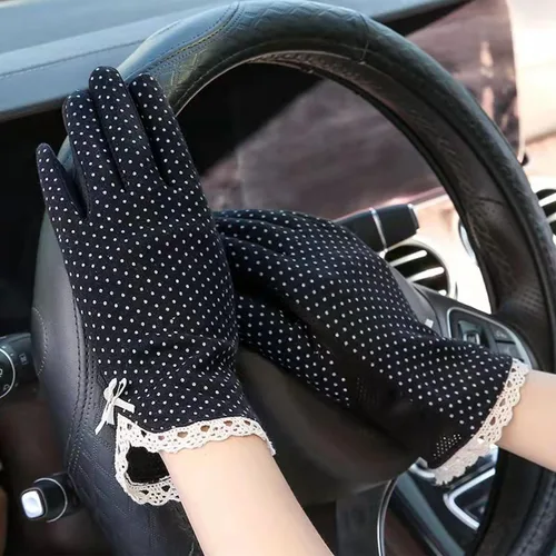 Vista 2 de Mcool Mary Guantes de encaje para mujer para actividades al aire libre, 4 pares, protección solar, algodón transpirable resistente a los rayos UV
