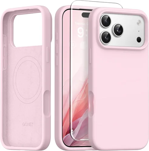 Vista 113 de GONEZ Funda magnética para iPhone 14, compatible con Magsafe, con protector de pantalla + protector de cámara, forro de microfibra antiarañazos