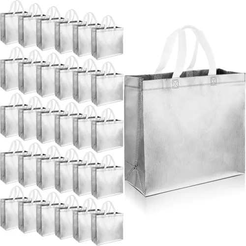 Vista 12 de Eccliy 60 bolsas de regalo reutilizables con asas para dama de honor, boda, color negro