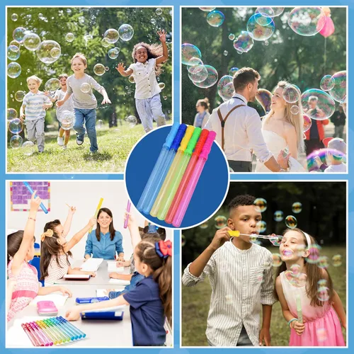 Vista 6 de JOYIN - Varitas grandes de 14.6 pulgadas para hacer burbujas para niños, 6 piezas con solución de recambio, juguete de verano, recuerdo de fiesta