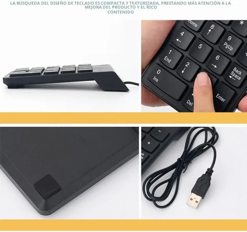 Vista 4 de Kadaon Teclado numérico, teclado USB, teclado numérico USB de 18 teclas para computadora portátil/computadora portátil