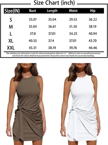 Vista 6 de Lillusory Minivestido ajustado sin mangas y con frunces, para mujer, para un estilo informal o la playa