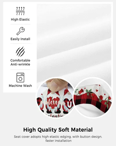 Vista 5 de Office Chair Cover I Love U Gnome Protective Stretchable Universal Computer Chair Covers Roses Red Black Buffalo Plaid Stretch Rotating Chair