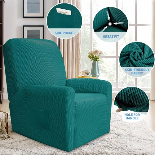 Vista 3 de JIVINER Fundas súper elásticas para sillas reclinables, de elastano, suave, con bolsillos, protector de muebles reclinables