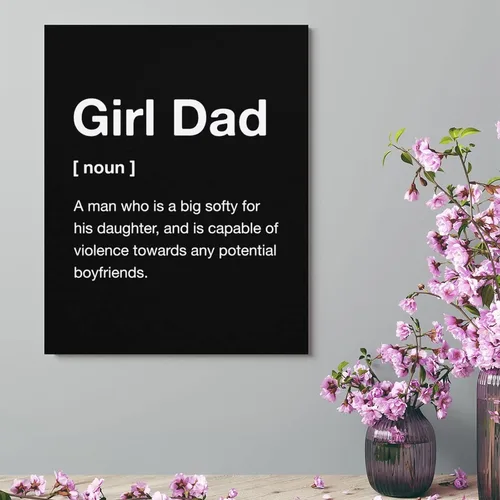 Vista 3 de Póster divertido de decoración de pared con definición de papá, lienzo enmarcado positivo para baño, habitación de niños, regalo para el día