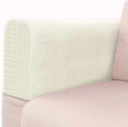 Vista 2 de RCFINE 2 fundas antideslizantes para reposabrazos de sofá, fundas elásticas para sillón, protector elástico para el hogar, oficina, sillón Beige