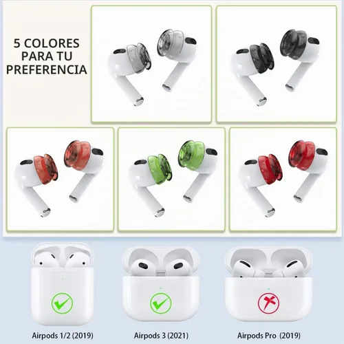 Vista 2 de 5 pares de fundas para auriculares AirPods (silicona suave), compatibles con AirPods 3, 2 y 1