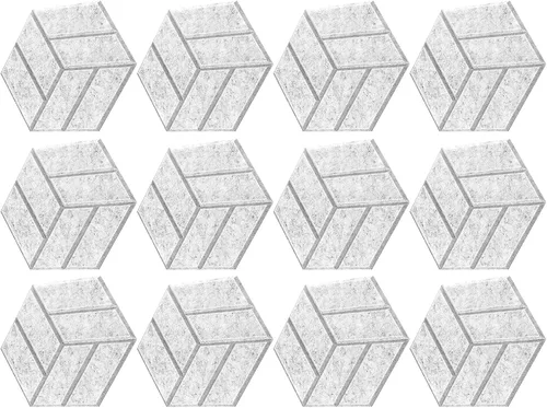 Vista 10 de 12PCS Sound Absorbing Wall Panels Polyester Texture Hexagonal Soundproof Foam for Bedroom Music Room Decorations Soundproof Wall White