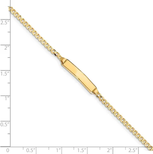 Vista 3 de Pulsera de identificación de eslabones cubanos de oro amarillo macizo de 14 quilates, etiqueta de identificación grabable, con cierre seguro