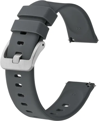Vista 99 de BISONSTRAP Correas de reloj de silicona, correas de reloj delgadas con liberación rápida, 0.787 in, negro con hebilla negra