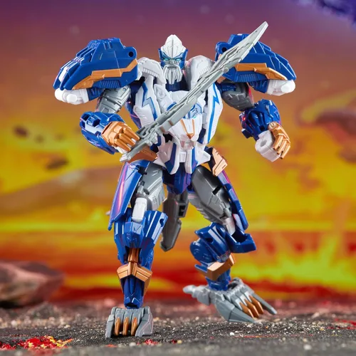 Vista 4 de Transformers Legacy United Voyager Class Prime Universe Thundertron, figura de acción de conversión de 7 pulgadas, 8+