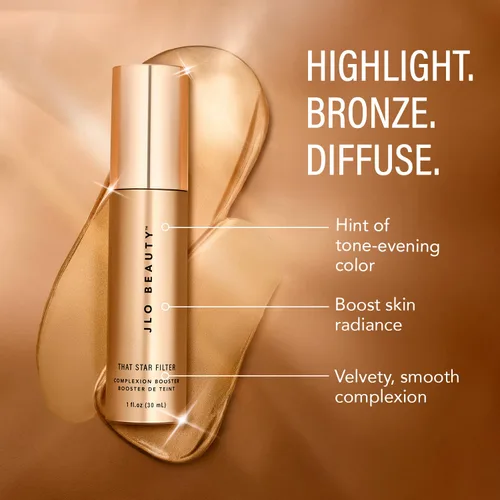 Vista 5 de JLO BEAUTY Resaltador de maquillaje y bronceador para cara y cuerpo, potenciador líquido de la tez, gotas luminosas de imprimación iluminadora