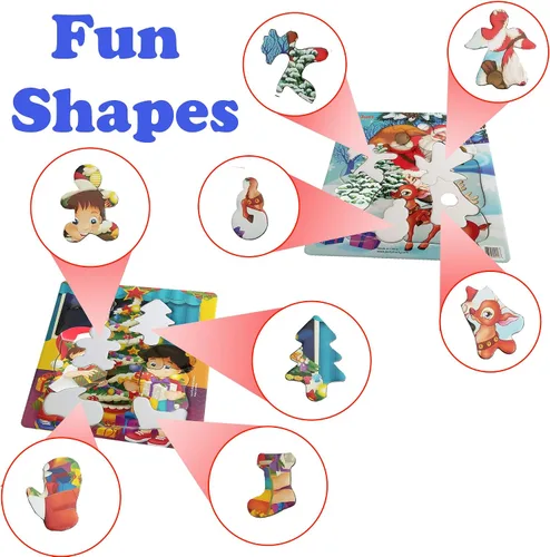 Vista 3 de Just Smarty Rompecabezas de Preescolar de Navidad para Niños de 3 a 5 Años Juego de 2 Divertidos Rompecabezas con Formas de 13 y 15 Piezas