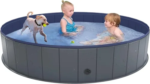 Vista 13 de Niubya Foldable Dog Pool, Collapsible Plastic Dog Swimming Pool, 32x8in
