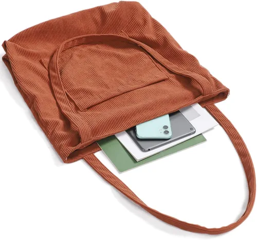 Vista 6 de WantGor Bolso de mano de pana para mujeres, bolsos de hombro estilo hobo grandes, bolsos casuales de gran capacidad para compras y trabajo