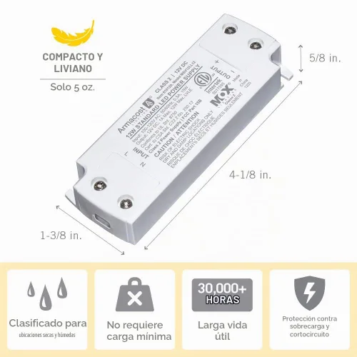 Vista 4 de Armacost Lighting 810120 Fuente de alimentación LED de 12 voltios, color blanco