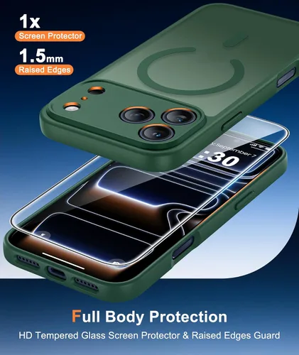 Vista 144 de FNTCASE Funda para iPhone 17 Pro: Fundas delgadas translúcidas de color azul claro compatibles con MagSafe, protección completa de la cámara