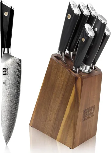 Vista 9 de SHAN ZU Cuchillo de pelar Damasco Cuchillo de fruta de 4 pulgadas Cuchillos de cocina profesional, Cuchillos de tallado de frutas de Damasco japonés