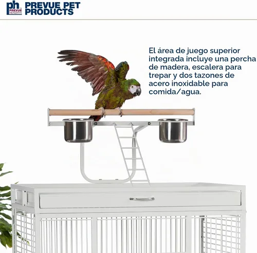 Vista 5 de Productos en hierro forjado Prevue para mascotas, selecta jaula de aves, negro Hammertone 3151BLK, Pewter