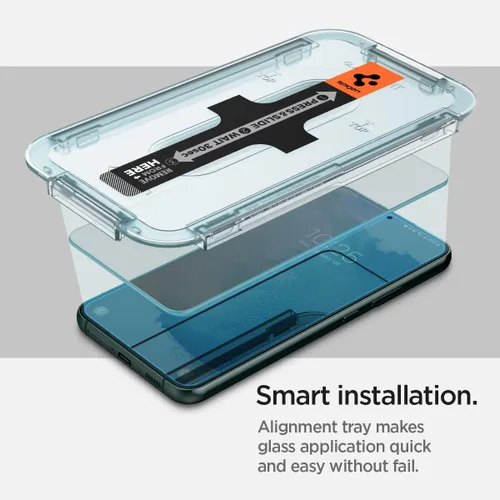 Vista 4 de Spigen Protector de pantalla de vidrio templado [Glas.tR EZ Fit] diseñado para Galaxy S22 Plus [compatible con fundas], paquete de 2 9H Hardness