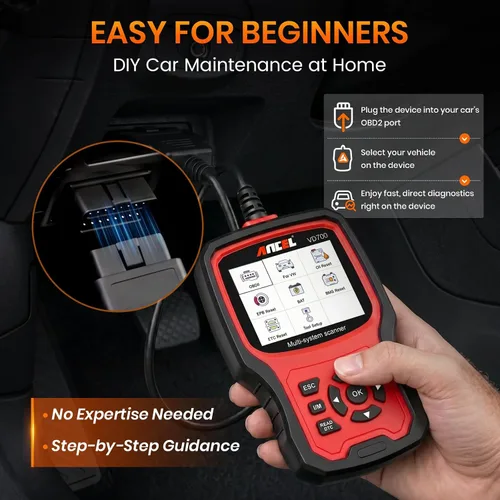 Vista 7 de ANCEL VD700 OBD2 Herramienta de lectura de códigos de diagnóstico y escaneo Compatible con Volkswagen Audi VW Skoda Seat, escáner OBD11 de todas