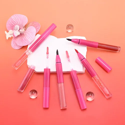 Vista 7 de evpct Lápiz labial líquido mate malva con aceite de labios, acabado brillante, lápiz labial 2 en 1, resistente al agua de larga duración