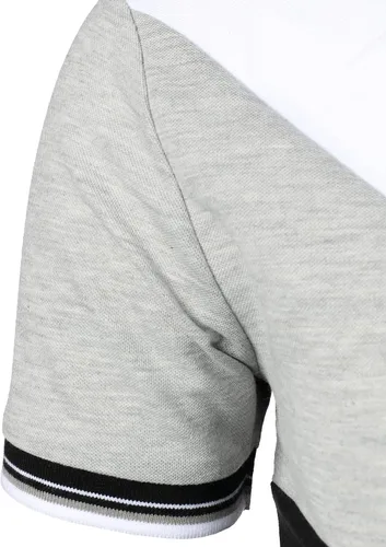 Vista 4 de HOOD CREW Polo de manga corta para hombre, color contrastante, elegante camiseta de verano