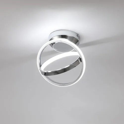 Vista 7 de CANEOE Lámparas de techo LED modernas, lámparas de pasillo redondas creativas de 30W con acabado cromado, lámpara de 6000K cerca del techo