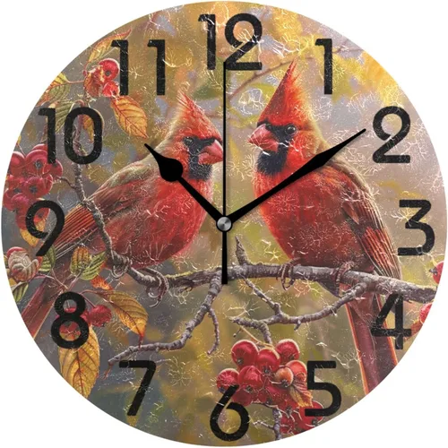 Vista 27 de Reloj de pared redondo retro de otoño con dos gnomos y calabaza de 10 pulgadas, funciona con pilas, reloj de escritorio analógico silencioso sin