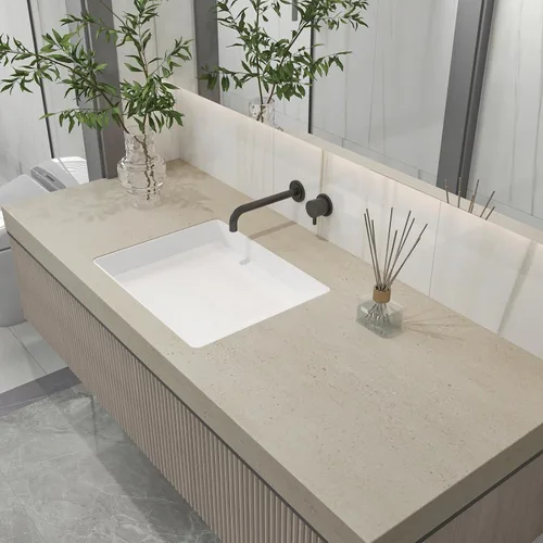 Vista 2 de CHIHUT Papel tapiz de mármol beige mate de 12 x 100 pulgadas, impermeable, autoadhesivo, extraíble, para encimeras de cocina, armarios, muebles
