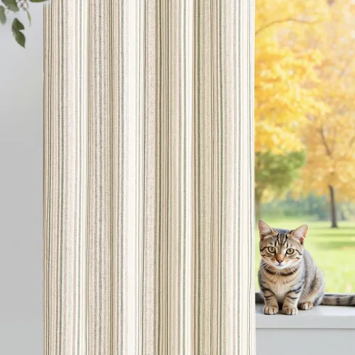 Vista 47 de jinchan Linen Blackout Curtains Back Tab 96 Inch 2 Panels Striped Blue Blue Stripe Lined