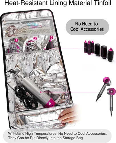 Vista 2 de TANTO Bolsa de transporte de viaje para secador de pelo, herramientas para el cabello, estuche organizador para Dyson impermeable, a prueba
