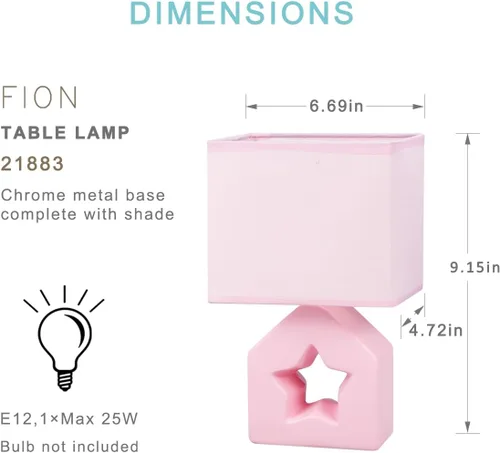 Vista 5 de Vera - Lámpara de mesa pequeña rosa para sala de estar como lámpara de mesita de noche para dormitorio, lámpara de mesa moderna de cerámica