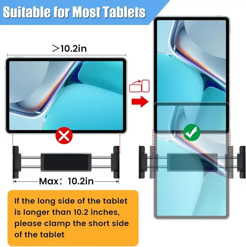 Vista 5 de najiaxiaowu Soportes para Tabletas PC Paquete de 2 Soporte para Tableta para Coche, Soporte para Reposacabezas de iPad para iPad/Teléfonos