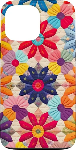 Vista 24 de Quilting Flower Blooms Quilt Pattern Case for iPhone 17