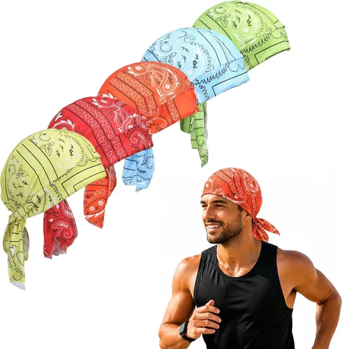 Vista 8 de 5 unidades de sombreros transpirables que absorben el sudor, gorro refrescante S-kull para casco, gorra de ciclismo con estampado de cachemira