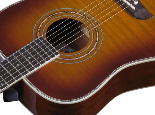 Vista 4 de Oscar Schmidt OG1FYS-A-U Guitarra Acústica Dreadnought de Tamaño 3/4 (Brillo Alto) Sunburst Amarillo Flamenco