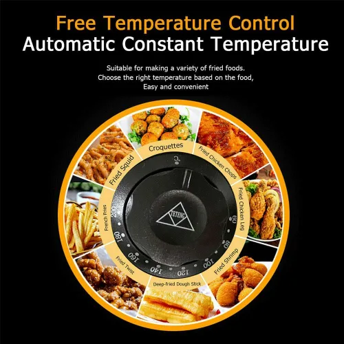 Vista 7 de iropro Freidora de grasa profunda, 10 litros con control de temperatura ajustable, 2500 W para uso doméstico y cesta extraíble para una fácil
