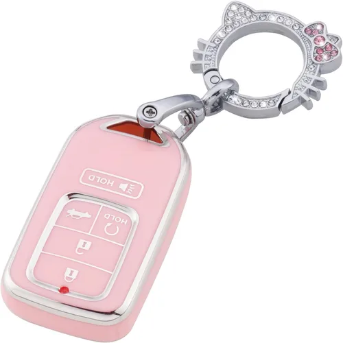 Vista 32 de Pangpai Funda para llavero rosa para Jeep, funda de protección de TPU suave con llavero brillante compatible con Jeep Grand Cherokee Renegade