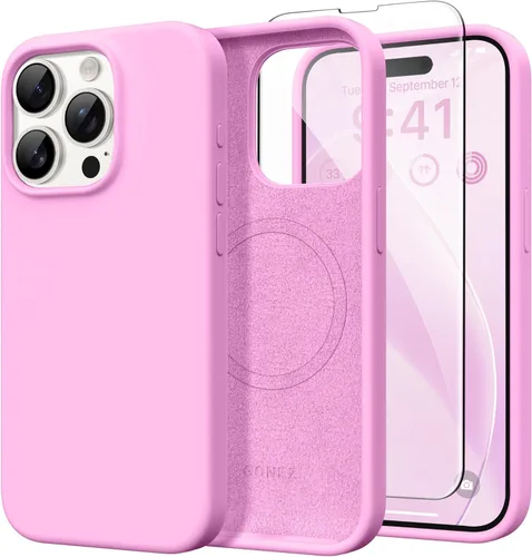 Vista 23 de GONEZ Funda magnética para iPhone 14, compatible con Magsafe, con protector de pantalla + protector de cámara, forro de microfibra antiarañazos