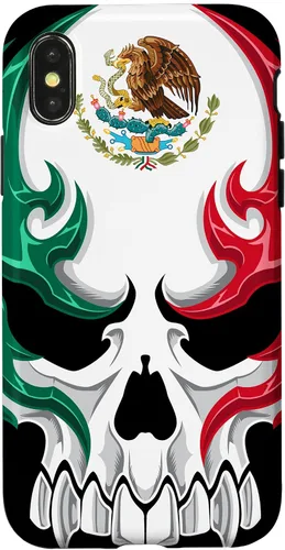 Vista 5 de Funda para iPhone 17 con diseño de bandera de México, diseño tribal de calavera mexicana