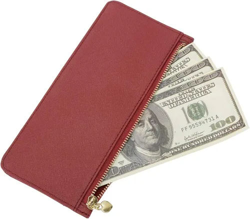 Vista 3 de ARRIZO Cartera delgada para tarjetas de crédito para mujer, con bolsillo con cremallera para efectivo, moneda, recibo, tarjeta de identificación