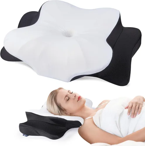 Vista 9 de DONAMA Almohada cervical del cuello del durmiente lateral de la capa doble Gris