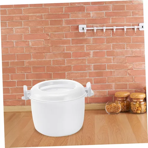 Vista 5 de Arrocera para microondas, recipiente para almacenamiento de alimentos, tazón de microondas con tapa, ollas de arroz para microondas, arroz