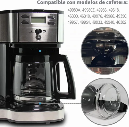 Vista 3 de Repuesto de jarra de café de vidrio para 12 tazas para cafetera Hamilton